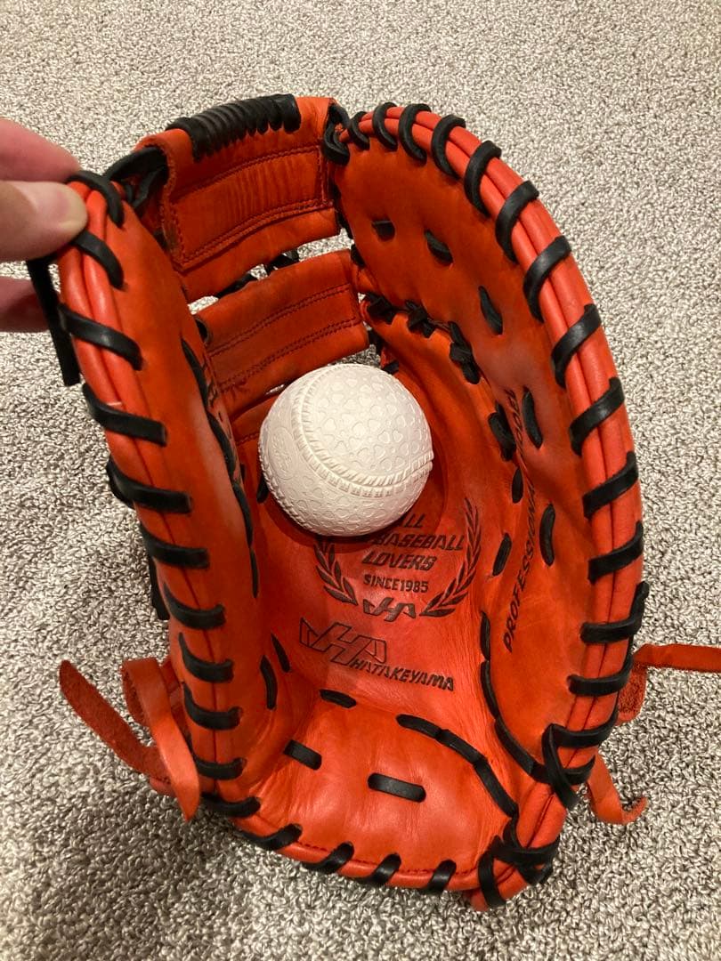 ハタケヤマ 軟式 ファーストミットTH-381V 一塁手用 Vオレンジ