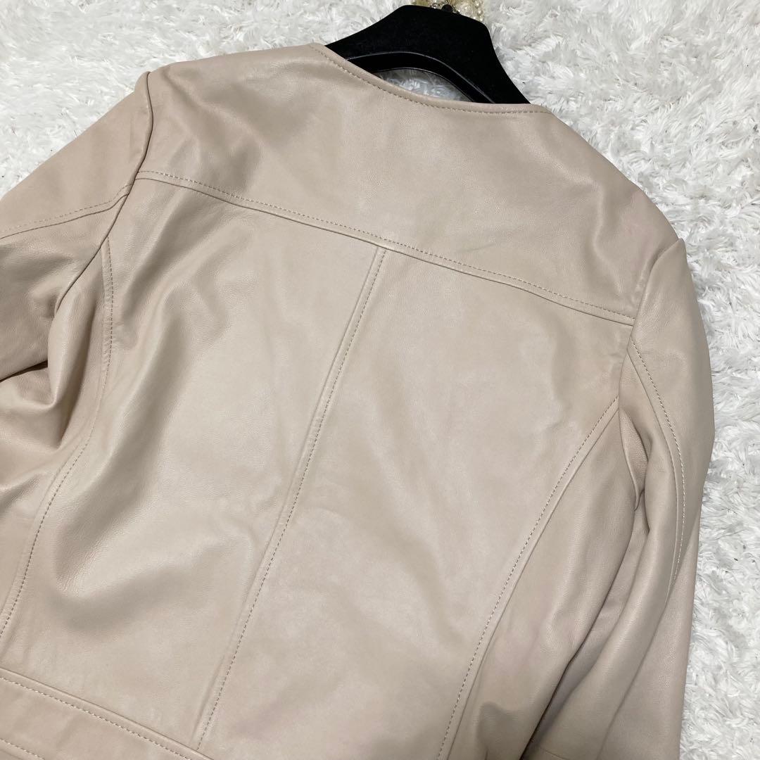 美品♡ 大きいサイズ3 クミキョク レザージャケット ノーカラー 羊革 L相当