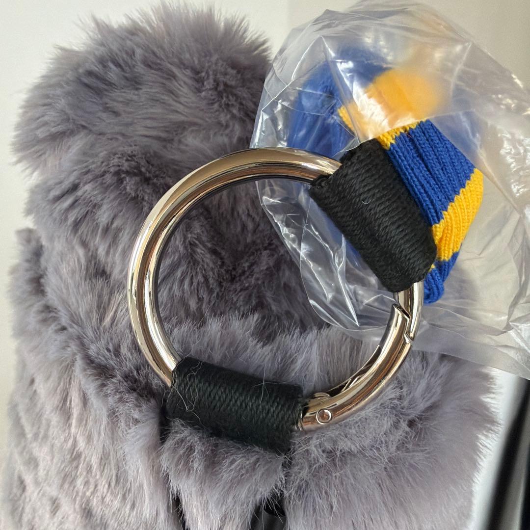 新品PEARLY GATES フェイクファーカートバッグ カレッジロゴグレー