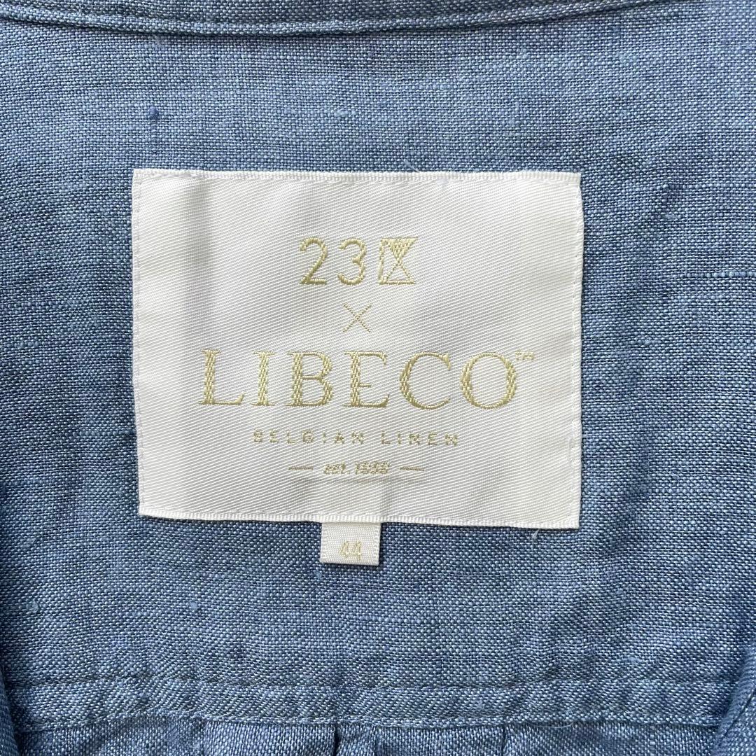 大きいサイズ 23区 LIBECO リネンバンドカラーブラウス ピンタック 44