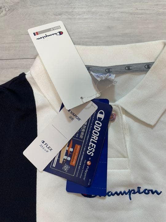 チャンピオンゴルフ　レディース　Mサイズ　半袖ポロシャツ　白　緑　グリーン