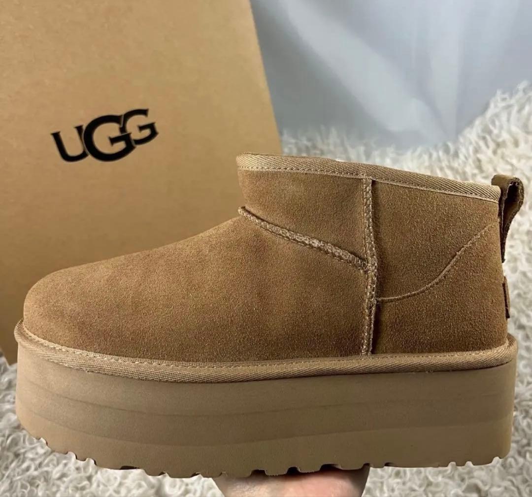 UGG クラシック ウルトラ ミニ プラットフォーム US8 チェストナット厚底