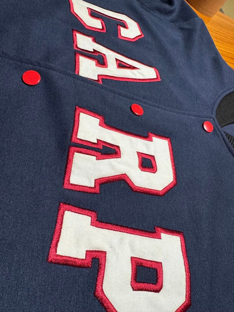 極美品 レアモデル 広島東洋カープ スウェット スタジャン ネイビー Oサイズ