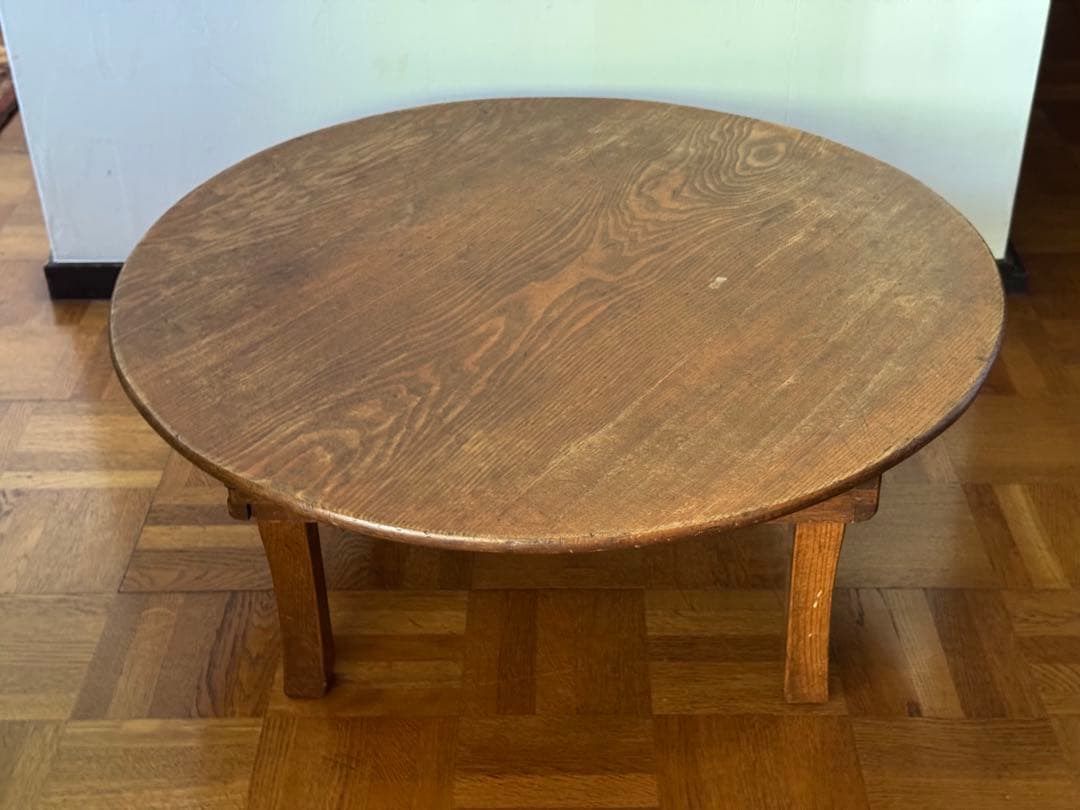 ちゃぶ台 昭和レトロ 木製 円形 ローテーブル 当時物