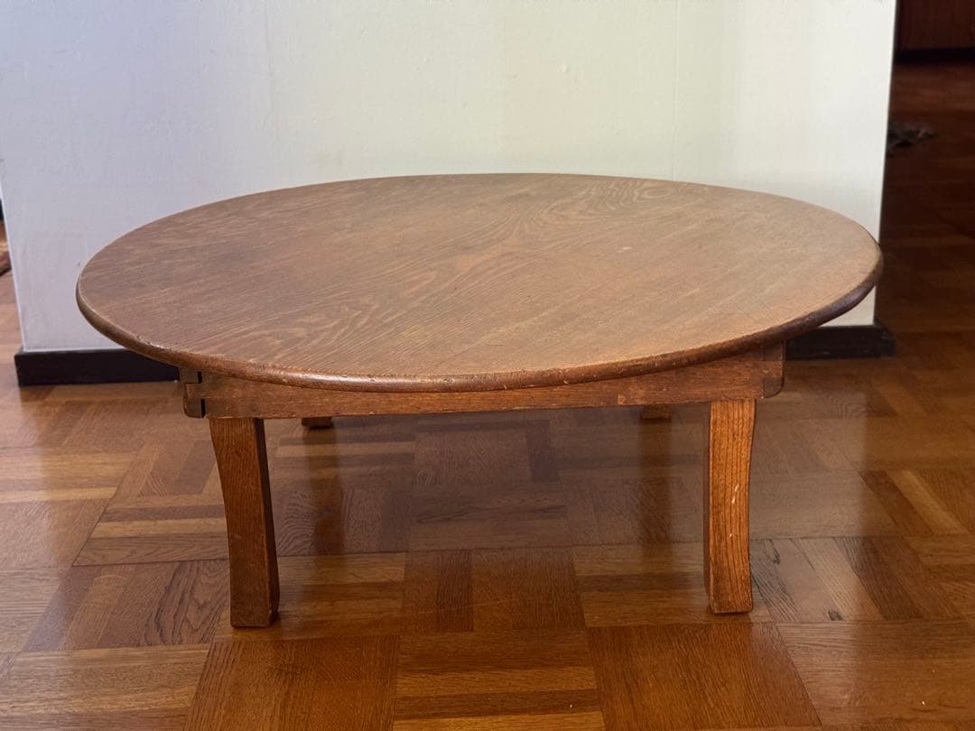 ちゃぶ台 昭和レトロ 木製 円形 ローテーブル 当時物
