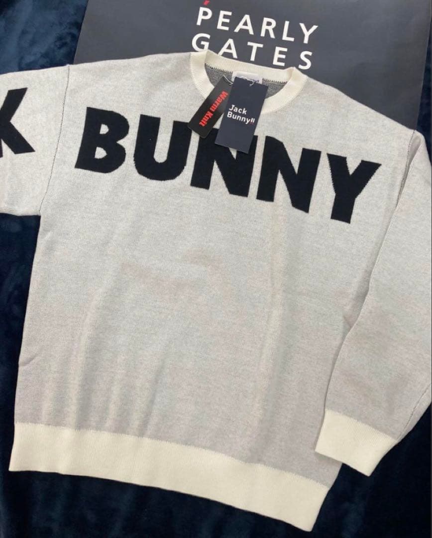 新品 パーリーゲイツ ジャックバニー HOT FEEL ニット(6)LL/白