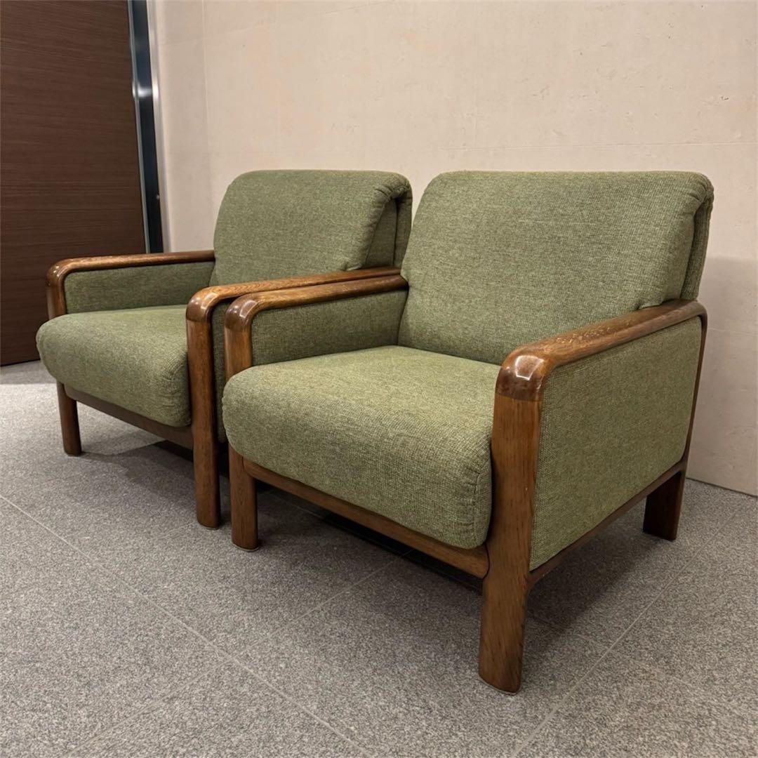 オールドカリモク パネルアーム 1人掛けソファ ②