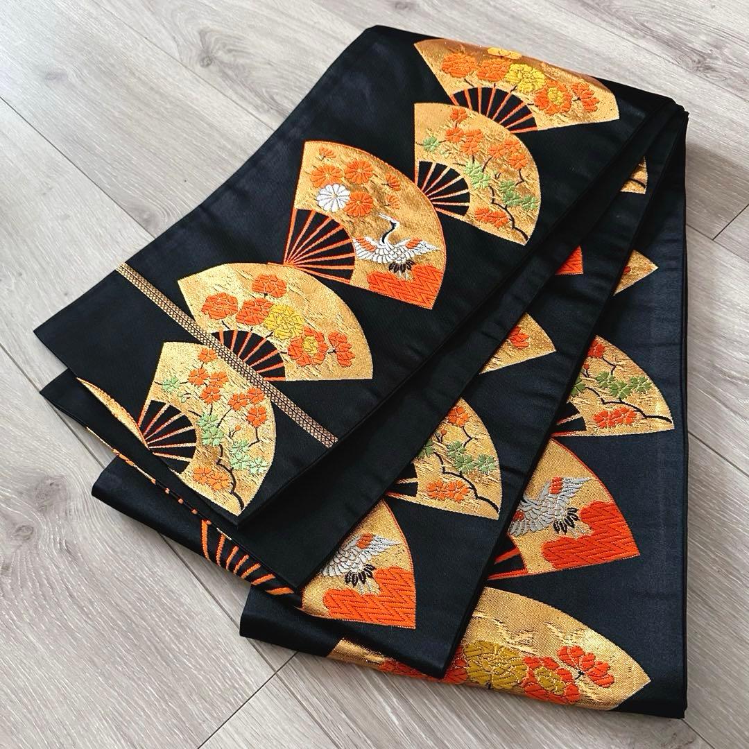 美品 七五三 7歳向け 正絹振袖＋袋帯セット 豪華金彩刺繍入り 古典柄 お祝い用