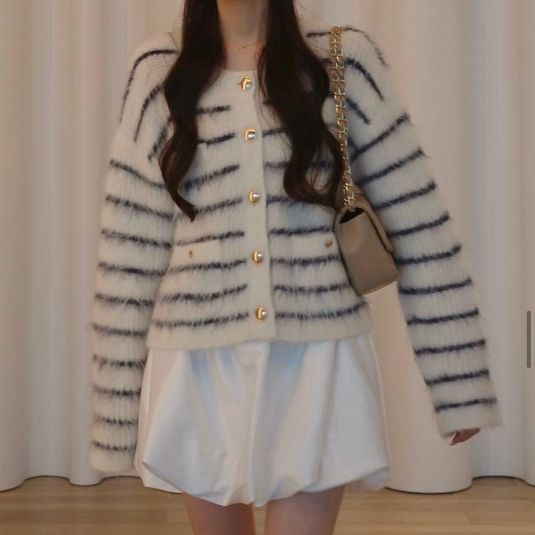 poláuraシャギーニットカーディガン