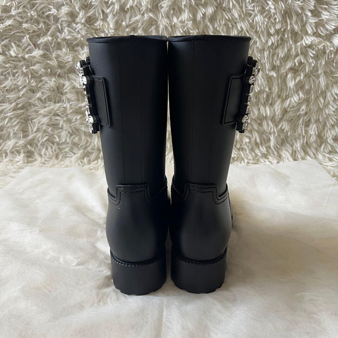 ロジェヴィヴィエ　テンペット ヴィヴ ストラス ブーツ　ラバー　黒　37サイズ