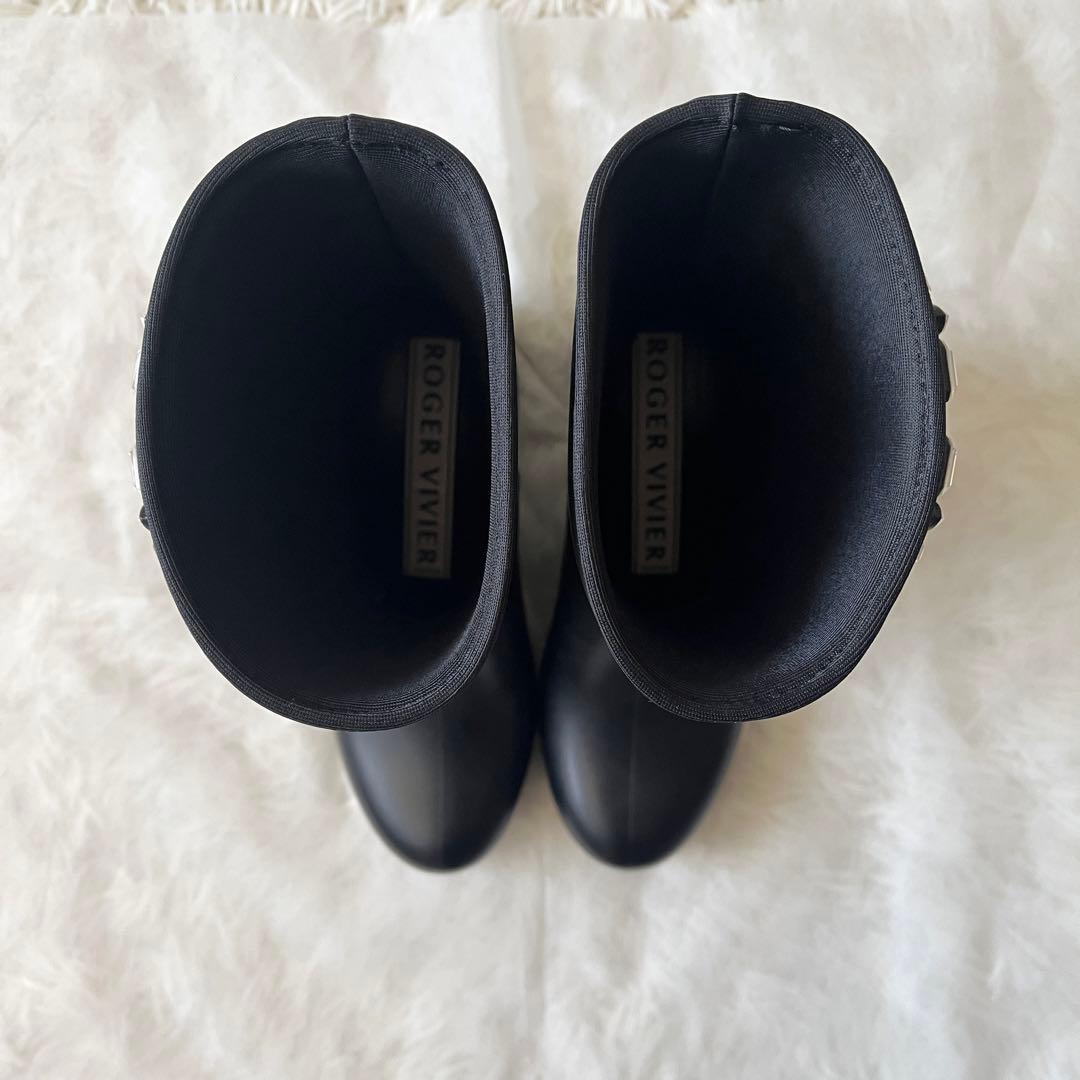 ロジェヴィヴィエ　テンペット ヴィヴ ストラス ブーツ　ラバー　黒　37サイズ