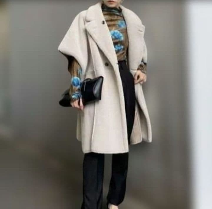 paripari様　AMERI　極美品　ベージュ　ポンチョコート　リバーシブル