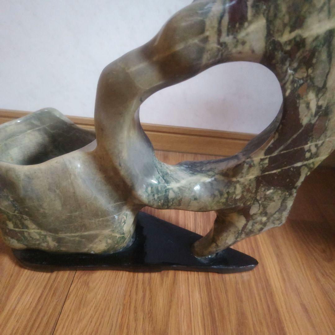マーブル模様風　天然　鑑賞石置物　オブジェ　生け花　花瓶　インテリア小物　置物