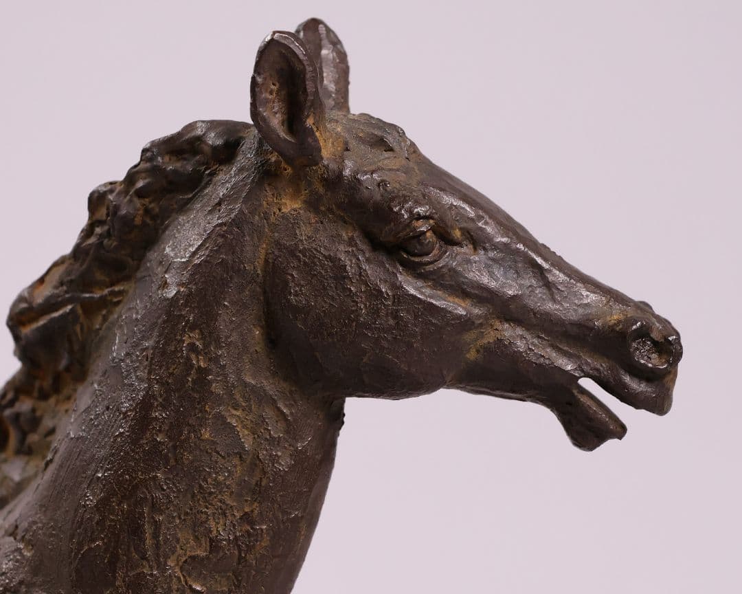 友澤正彦「春風」馬 1977年 銅製 ブロンズ 置物 6744g【MA623】