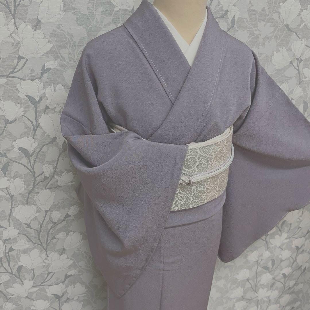 正絹 色無地 淡青紫(未使用品)草木染作家 圓啓【健勝苑】