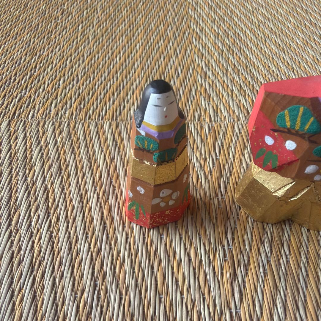 アンティーク 立雛 一刀彫 不比等 木箱