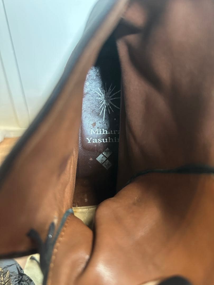 MIHARAYASUHIRO黒 レザー レースアップブーツ 靴袋付き