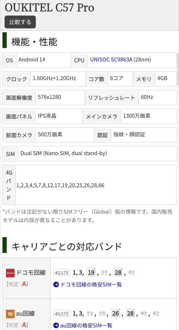 OUKITEL C57 Pro 16GB+128GB SIMフリー ブルー
