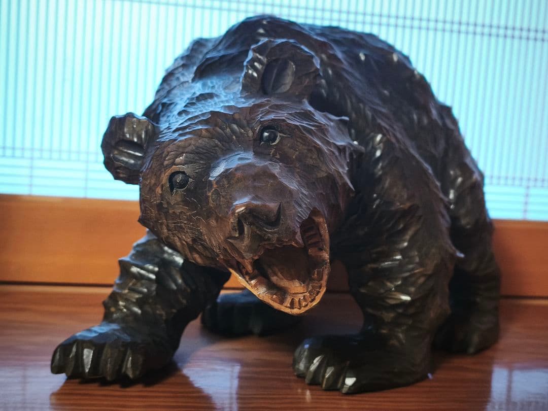 木彫り熊　親子熊　北海道　民藝品　置物　彫刻