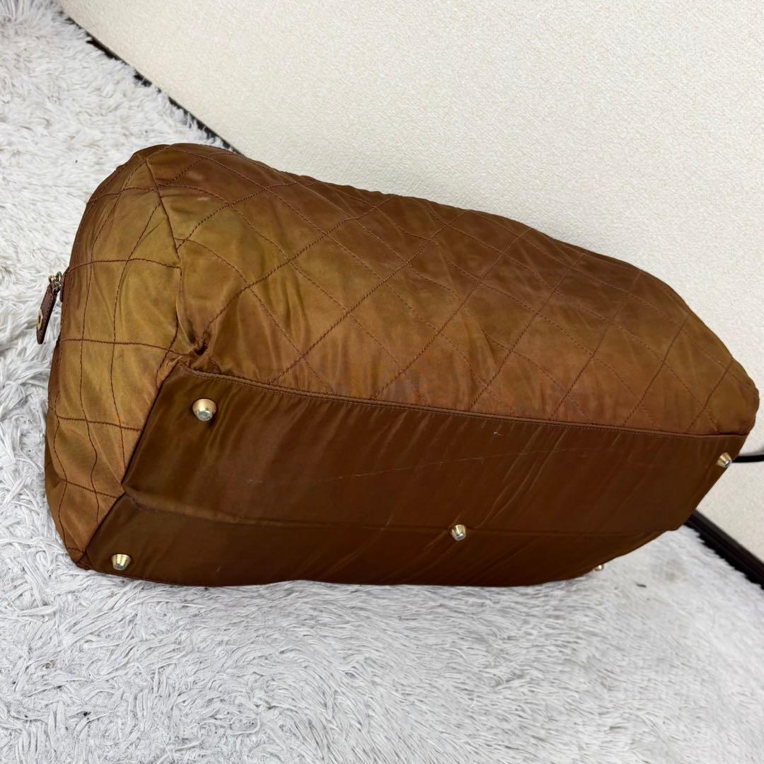 極美品 PRADA ナイロン ボストンバッグ 三角プレート 斜め掛け ブラウン