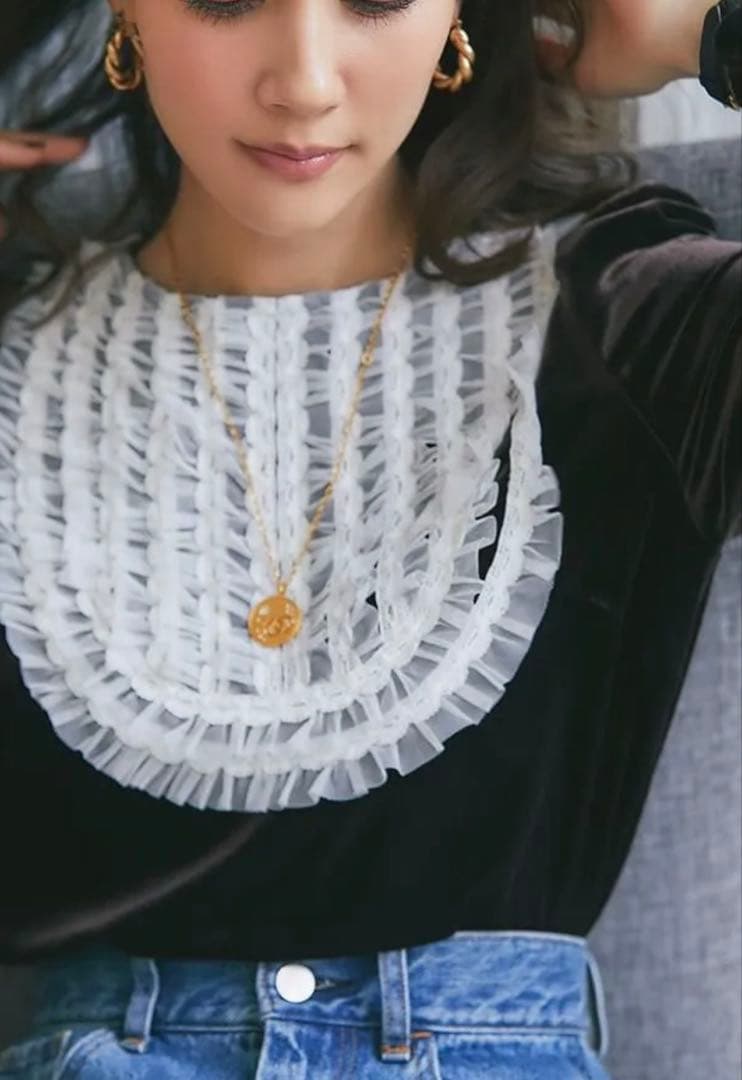 セブンテンチュールフリルベロアトップス　ブラウン新品