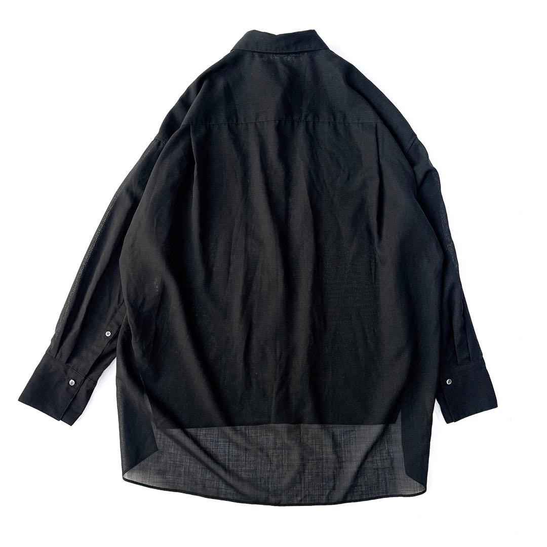 レ*ン様 美品⁑Chaos カオス　ウール混ロングシアーシャツ　ブラック　ビッグ