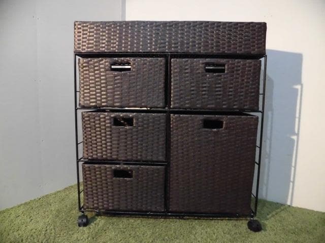 アウトレット【送料無料・新品】ラタン風★サニタリー★ワイドランドリーチェスト