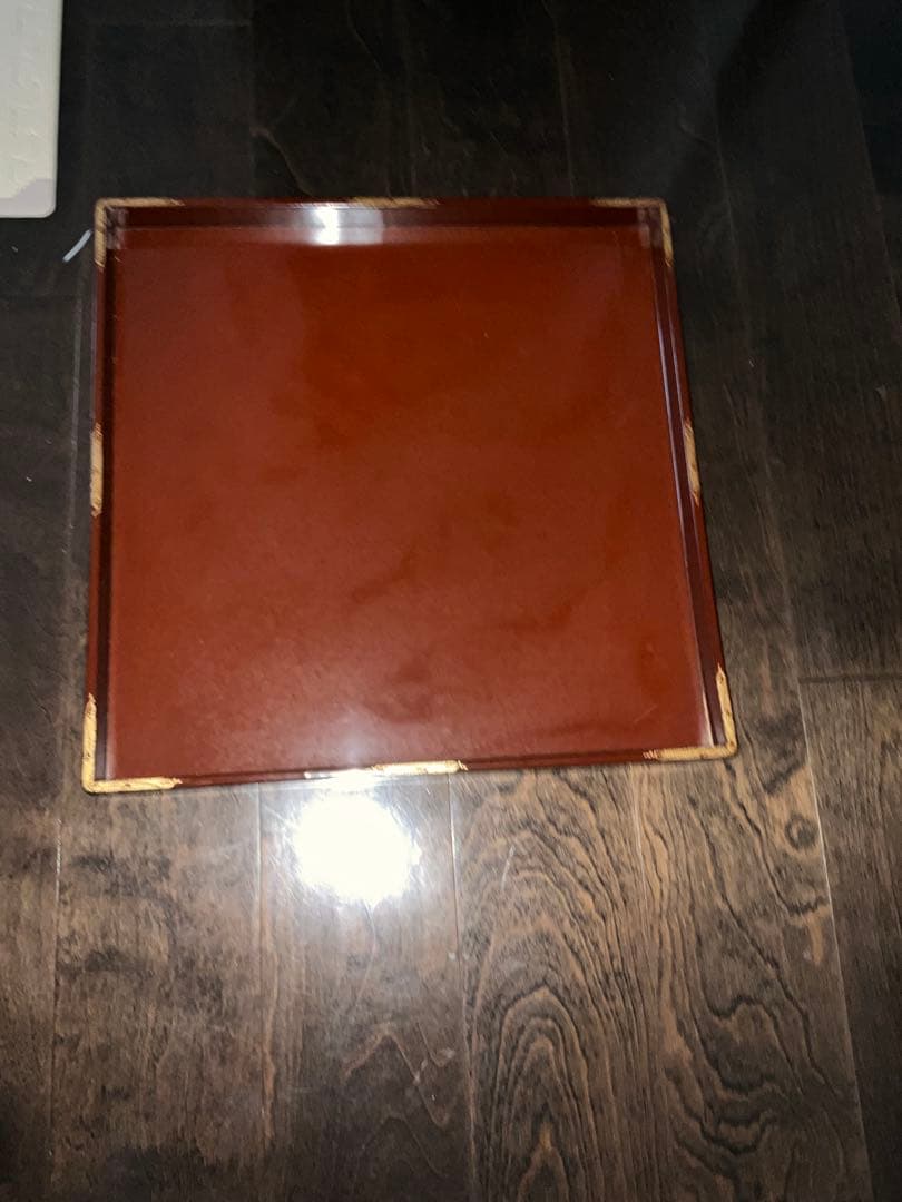 時代漆器 大判角盆 50cm角 二枚組 共箱付き 古美術