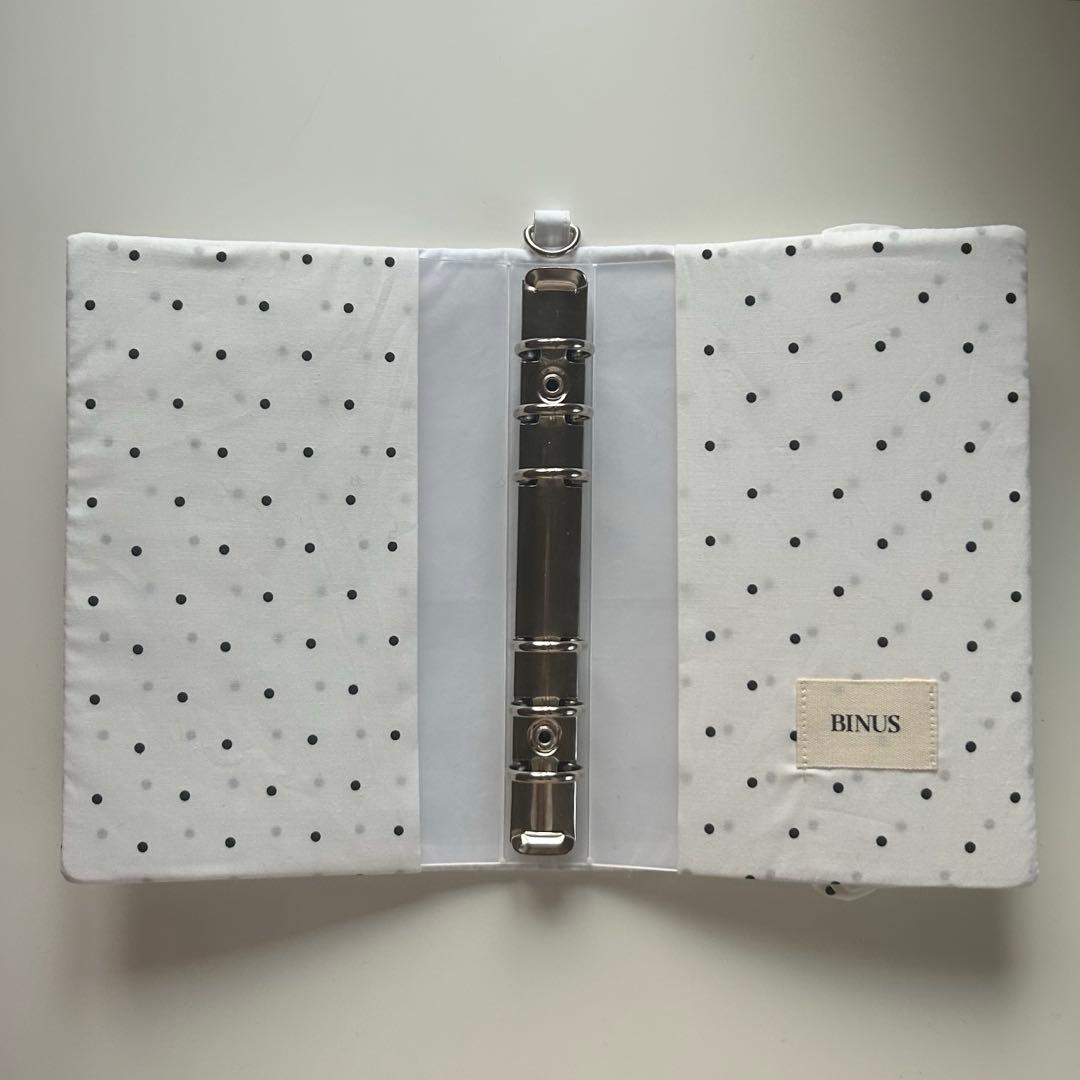韓国 貯金 A6バインダー バインダーカバー黒ドット
