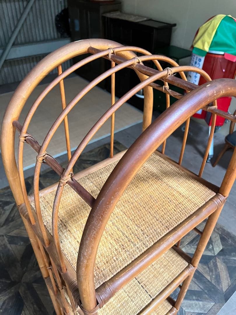 アーチ型 籐 ラタン 棚 インテリア 昭和レトロ 飾り棚