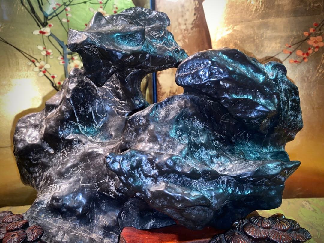 6308 霊璧石 桐箱付 『瑞雲』 横30(cm) 8.48kg太湖石