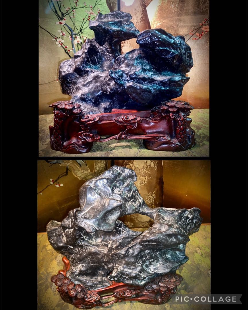 6308 霊璧石 桐箱付 『瑞雲』 横30(cm) 8.48kg太湖石