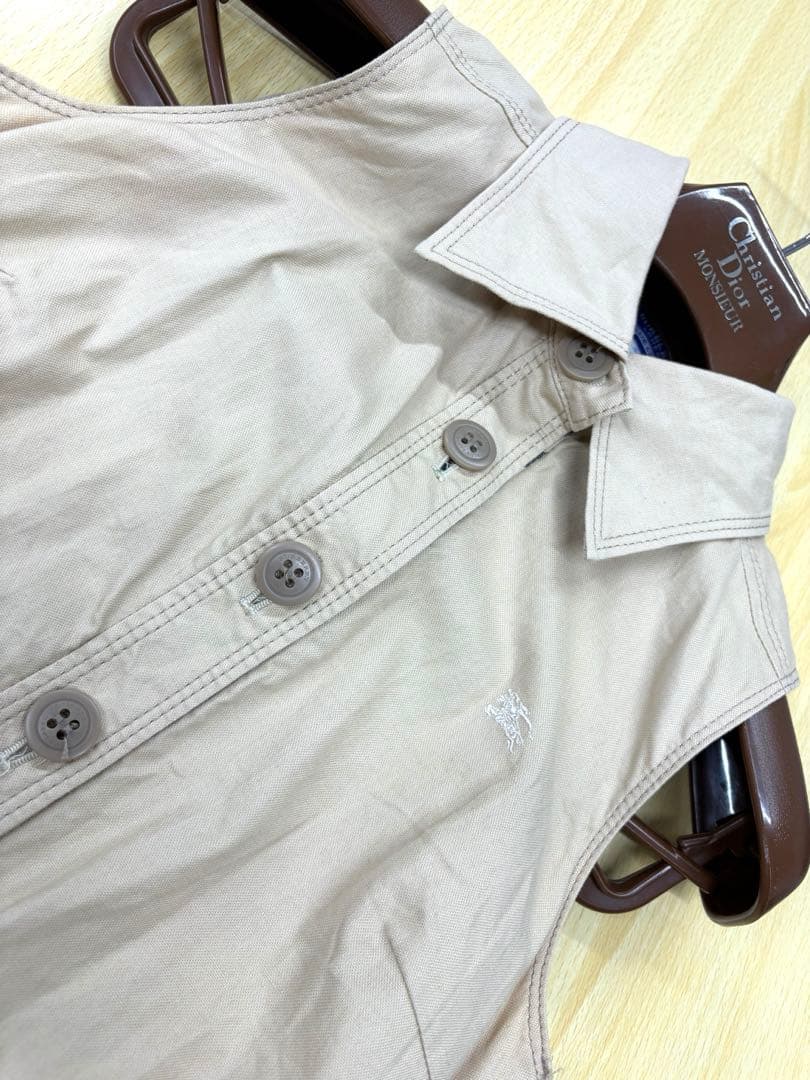 バーバリーブルーレーベル ノースリーブ ワンピース ノバチェック ベルトリネン混