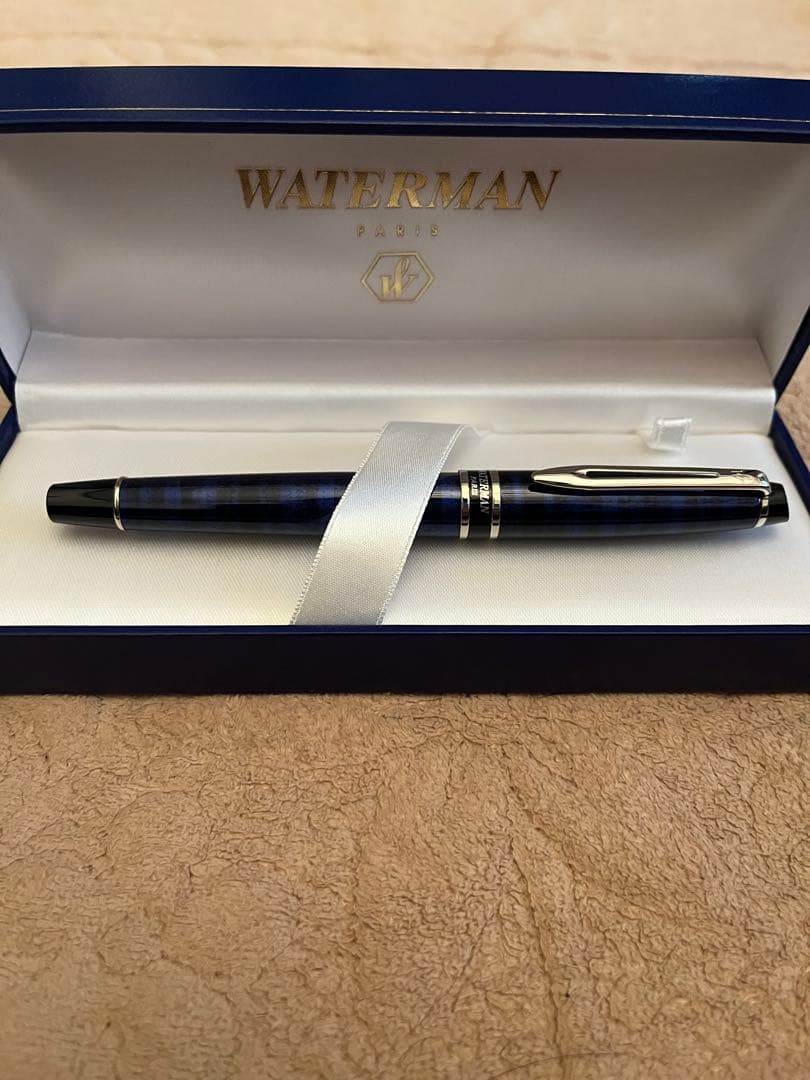 WATERMAN 万年筆 青 ストライプデザイン