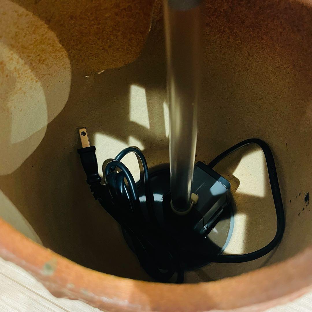 長期保管未使用品 信楽焼 つくばい 電動つくばい 竹柄杓 和風 通電確認済み