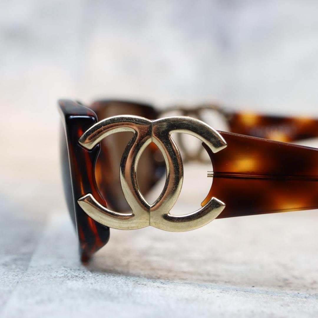 CHANEL シャネル CCロゴ サングラス べっ甲 ブラウン レディース