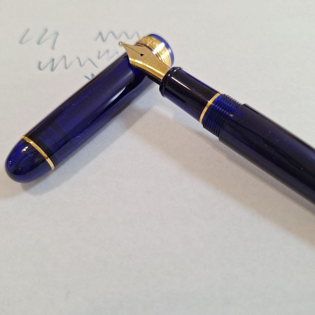 インク出ません 極太14金 万年筆 シャルトルブルー