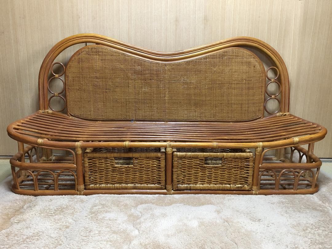 籐ラタン製カウチソファ送料込み