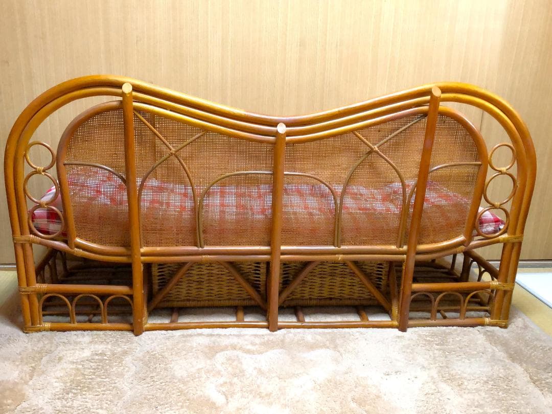 籐ラタン製カウチソファ送料込み