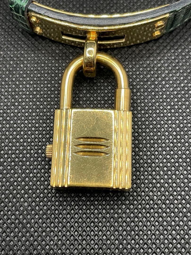 エルメス ケリーウォッチ ゴールド文字盤 GP ゴールドメッキ グリーン