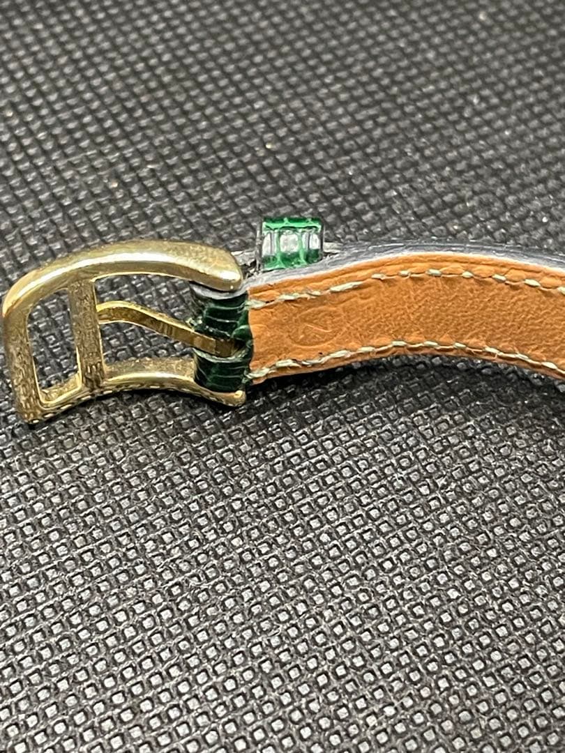 エルメス ケリーウォッチ ゴールド文字盤 GP ゴールドメッキ グリーン