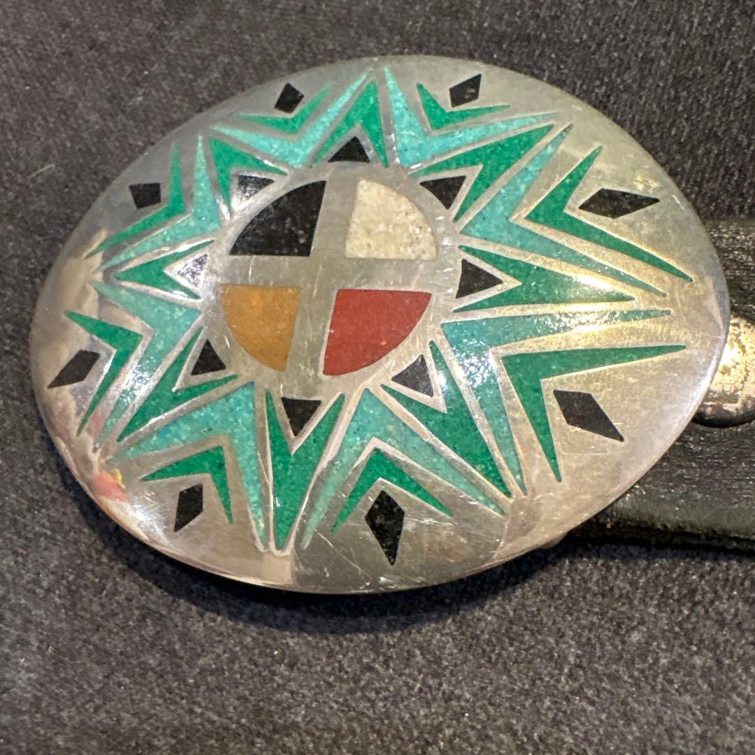 90’s シルバーベルトバックル　ネイティブアメリカン•ラコタ族