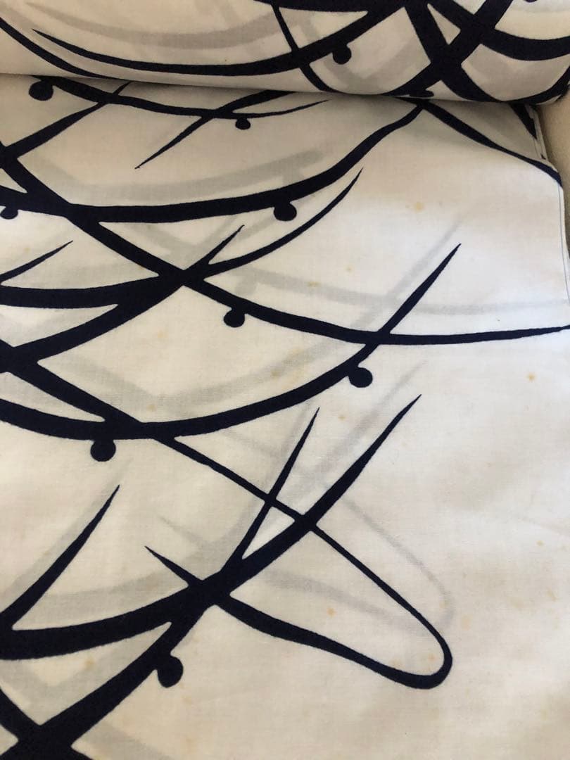 浴衣　反物　竺仙　白地×紺　露芝柄