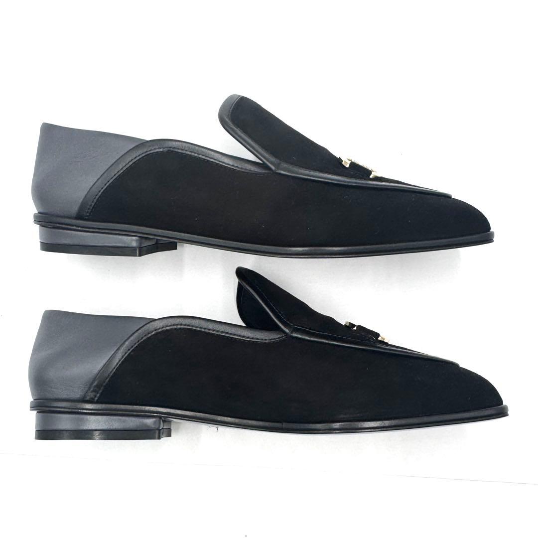 Ferragamo ガンチーニ スエード オペラシューズ ブラック 22cm