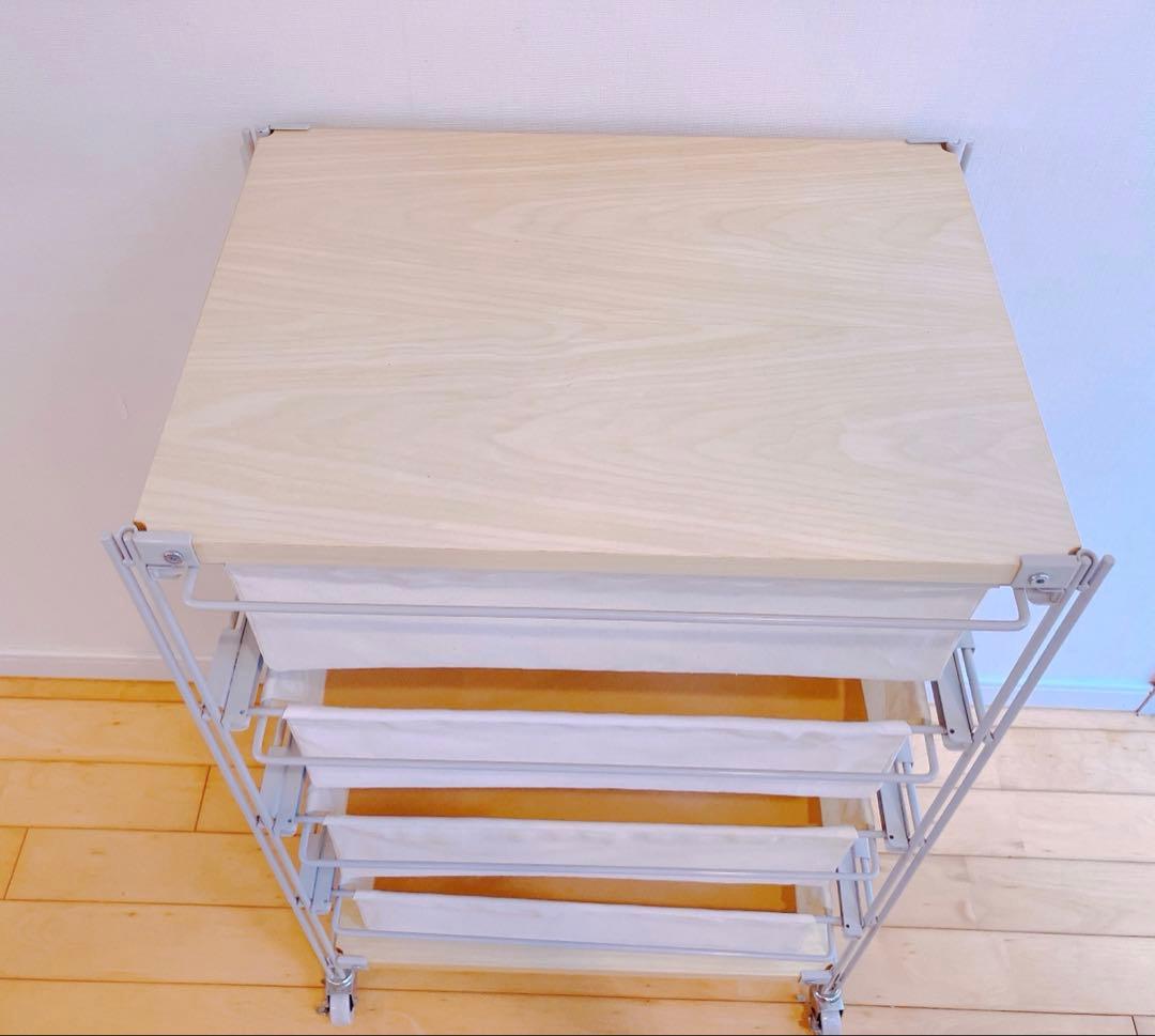 【美品 送料込 完成品】スチールユニットシェルフ 帆布バスケットセット