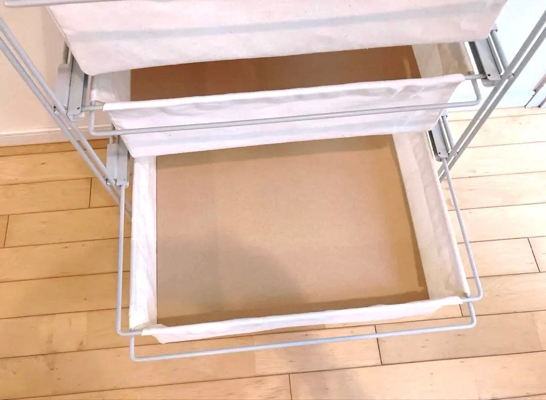 【美品 送料込 完成品】スチールユニットシェルフ 帆布バスケットセット