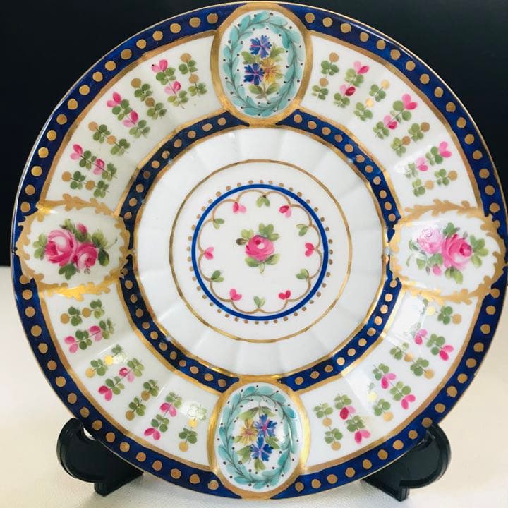 ドレスデン  カールティーメ　薔薇　コバルト　窓絵　コレクション　レア　③