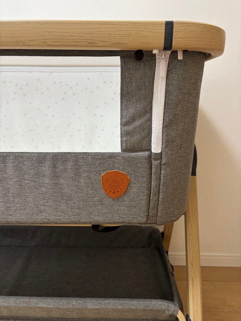 hzdmj 2024 ベビーベッド　ゆりかご　グレー