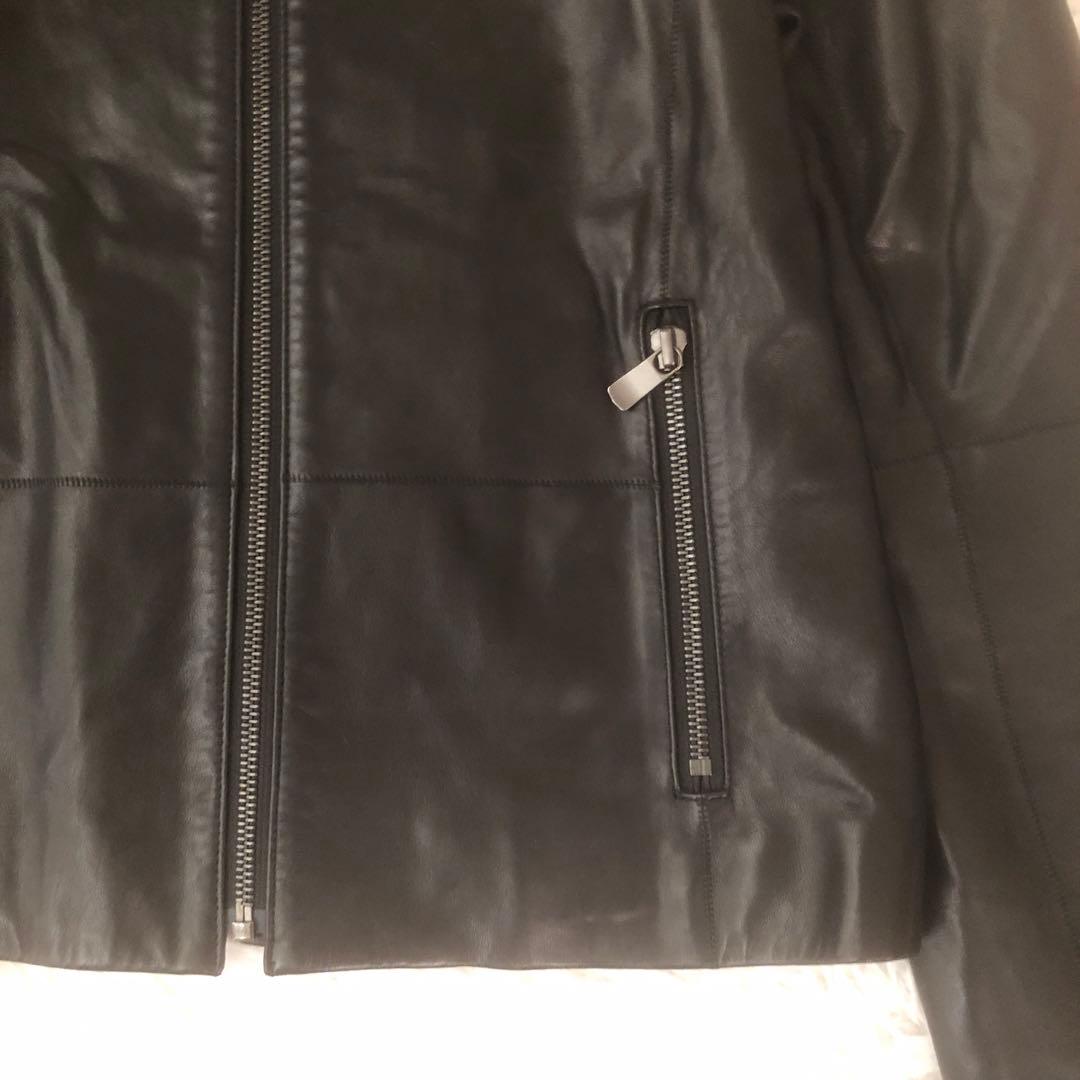 美品 セオリー ラムレザー ライダースジャケット FLAT CREW JKT 黒