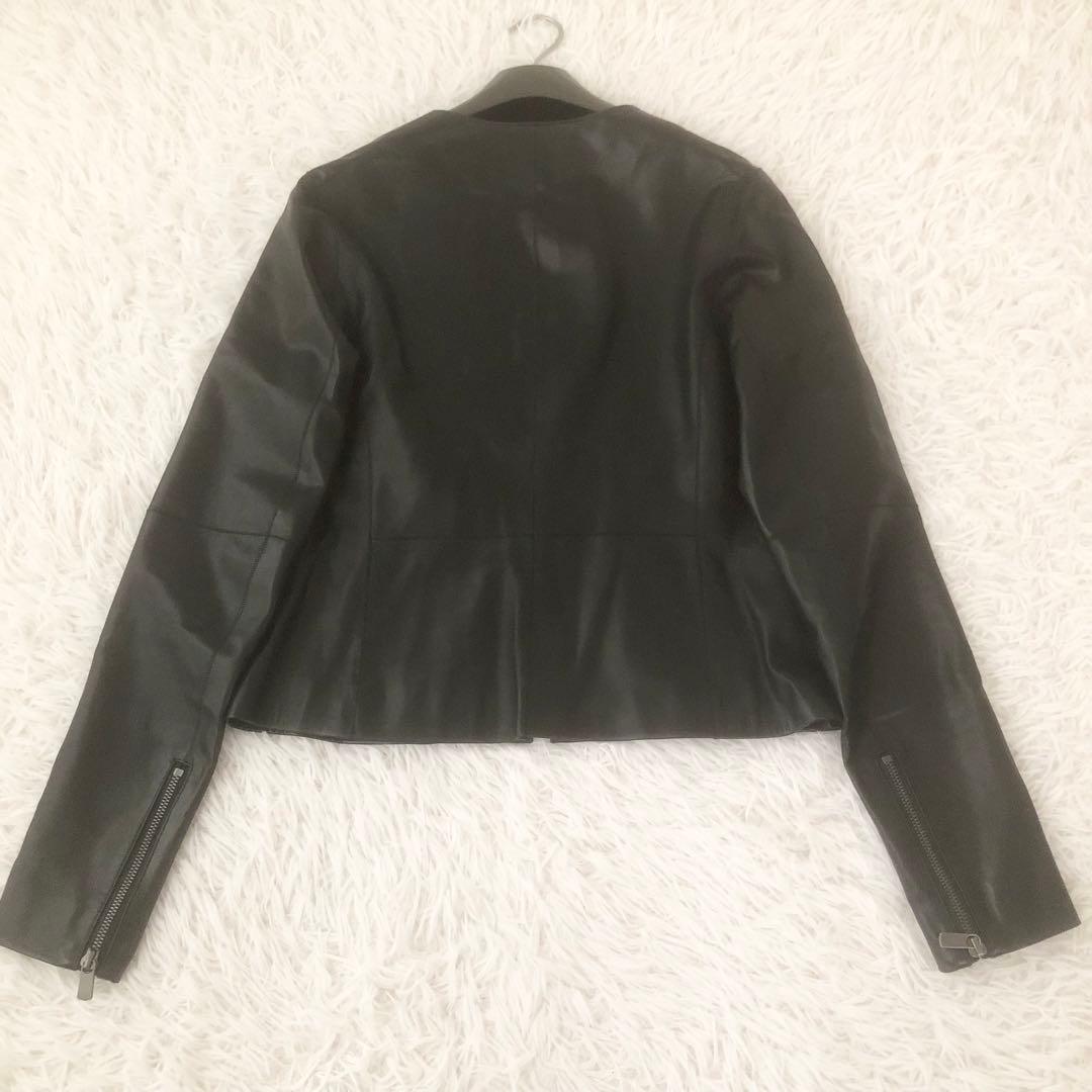 美品 セオリー ラムレザー ライダースジャケット FLAT CREW JKT 黒